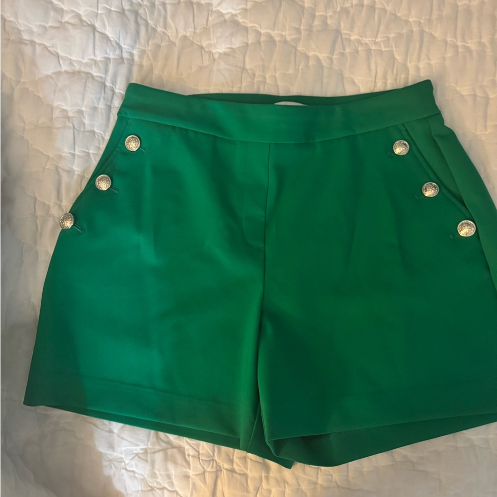 Rachel Zoe High Waist Green Shorts with Silver Buttons size 10 . Never wore .